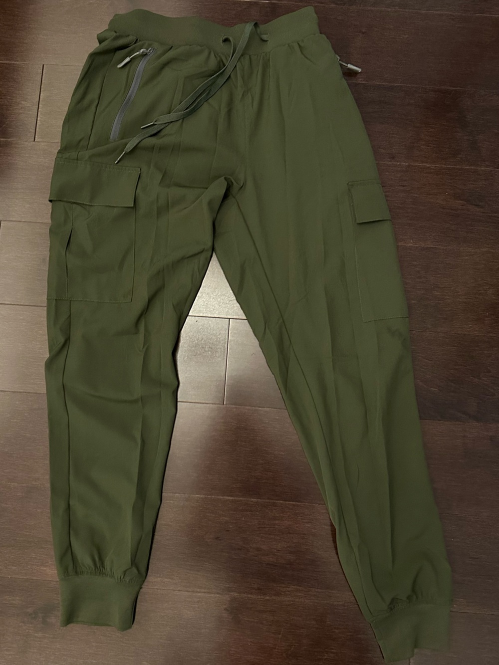 Olive Utility Cargo Jogger Pants with Drawstring Waist